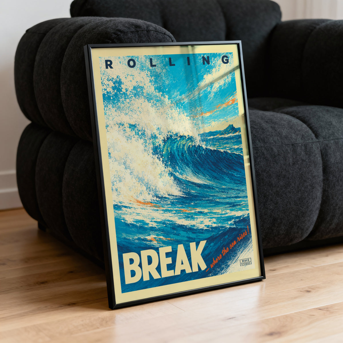 Vintage Surf Print and Poster, Ocean Wave Wall Art