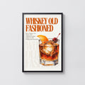 Vintage Old Fashioned Cocktail Print Poster, Bar Art