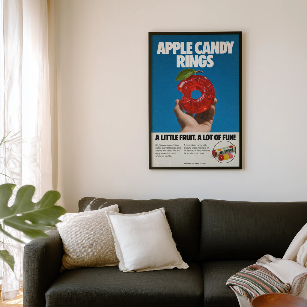 Vintage Apple Candy Poster, Retro Kitchen Wall Art Print