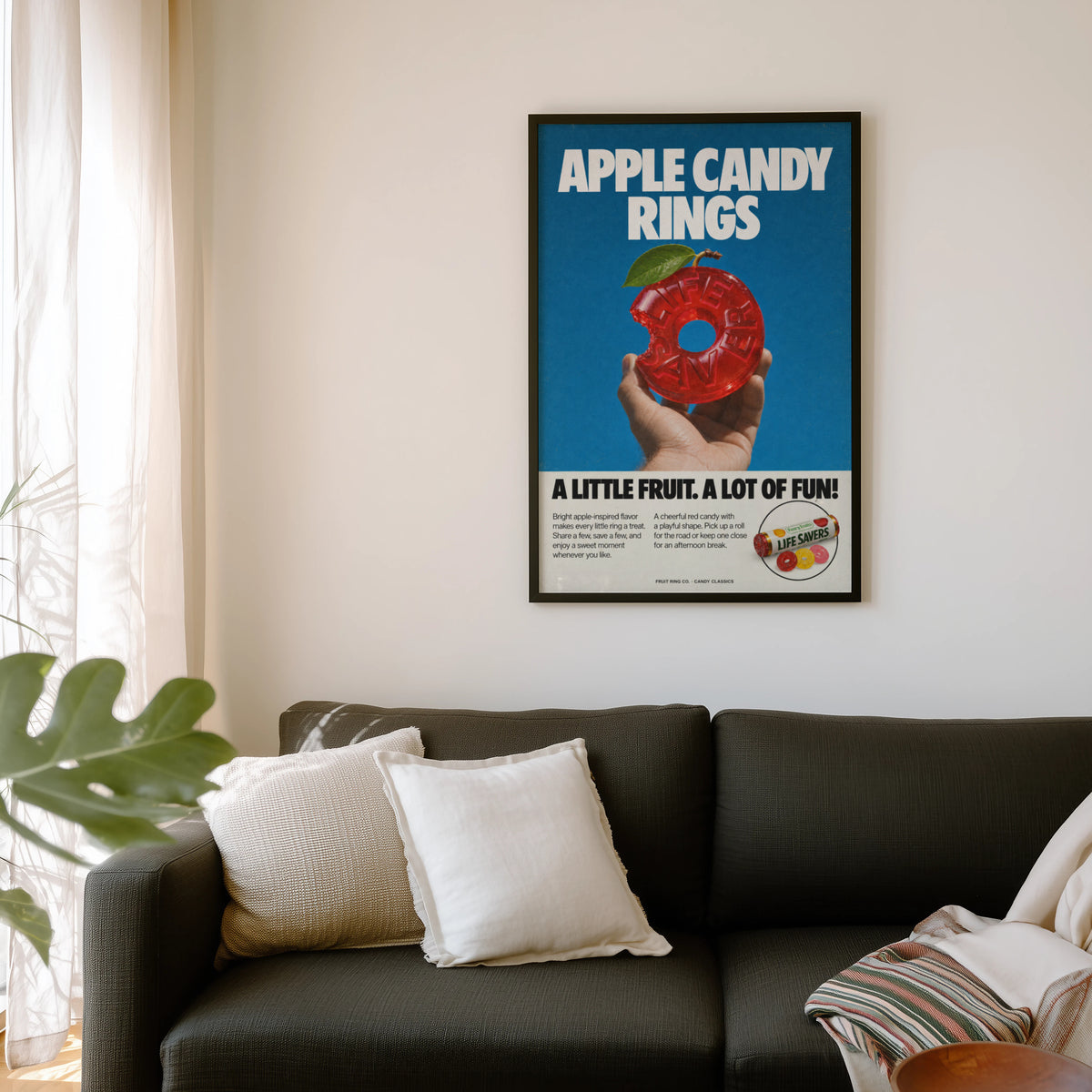 Vintage Apple Candy Poster, Retro Kitchen Wall Art Print