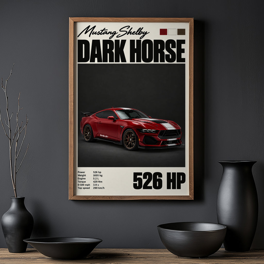 Vintage Print, Mustang Shelby Dark Horse Car Art