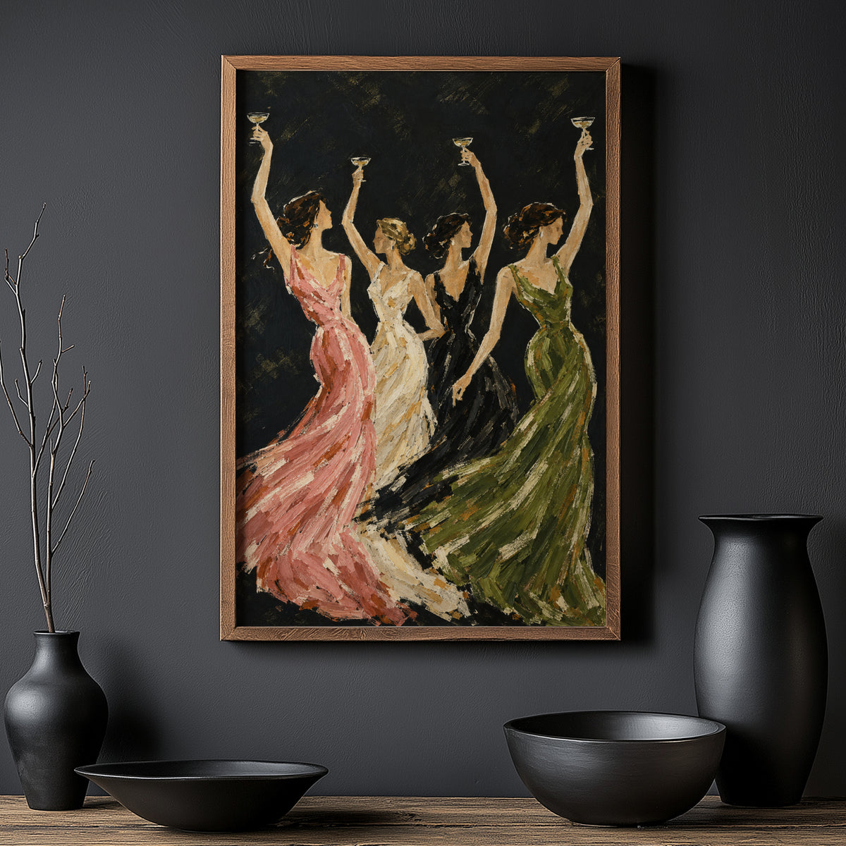 Vintage Print and Poster, Women Toasting Wall Art