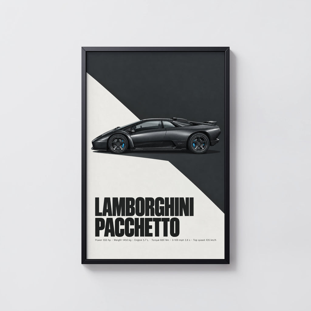 Vintage Lamborghini Print, Supercar Wall Art