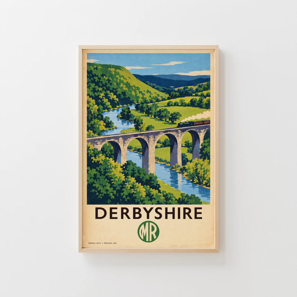Vintage Derbyshire Print Poster, Monsal Dale Viaduct Art