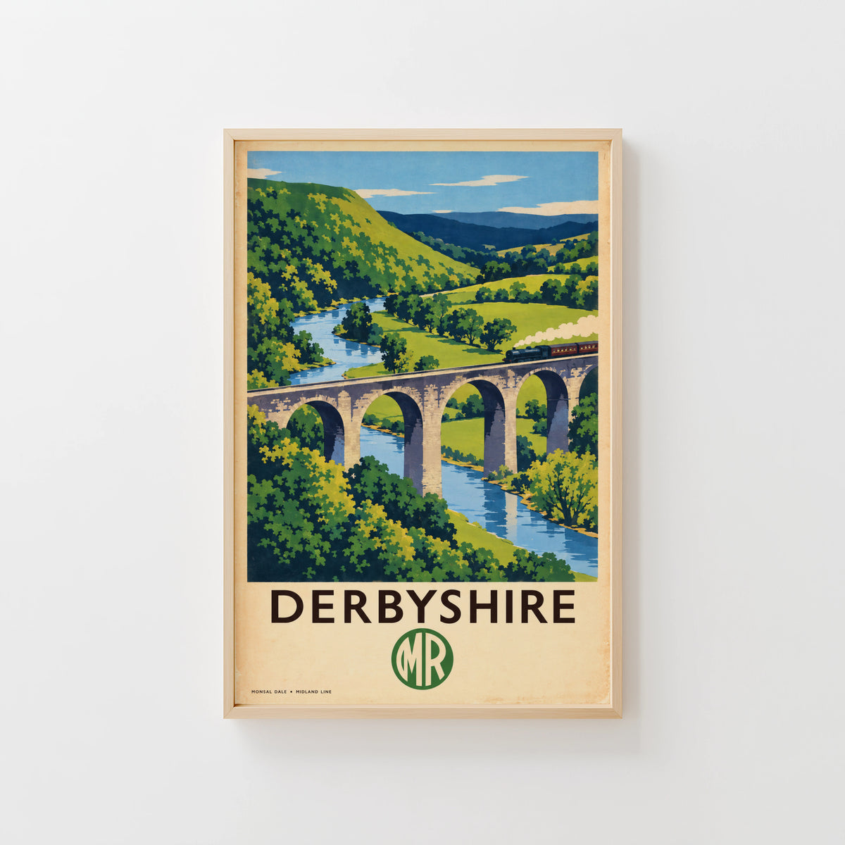 Vintage Derbyshire Print Poster, Monsal Dale Viaduct Art
