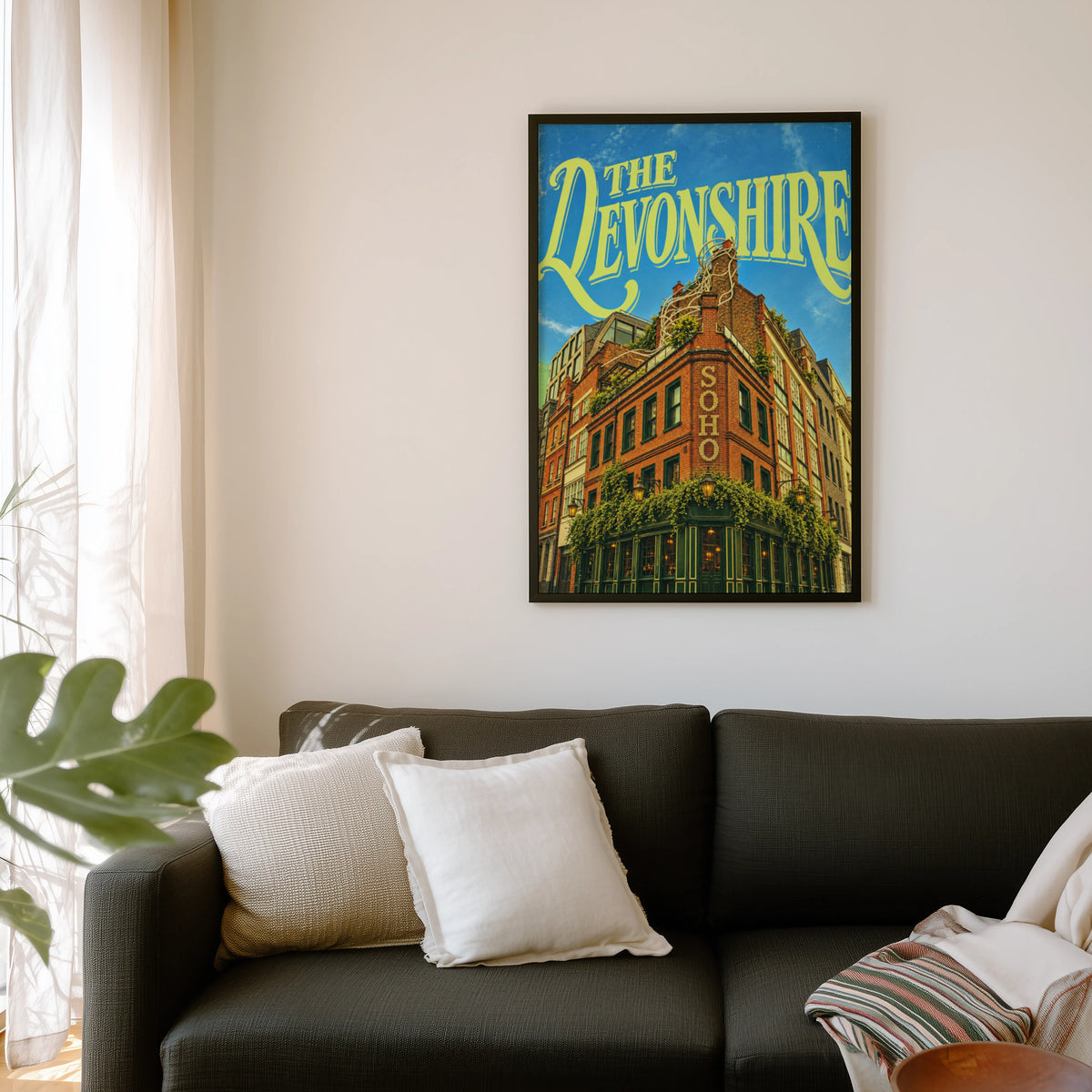 Vintage Soho London Poster, Devonshire Pub Wall Art Print