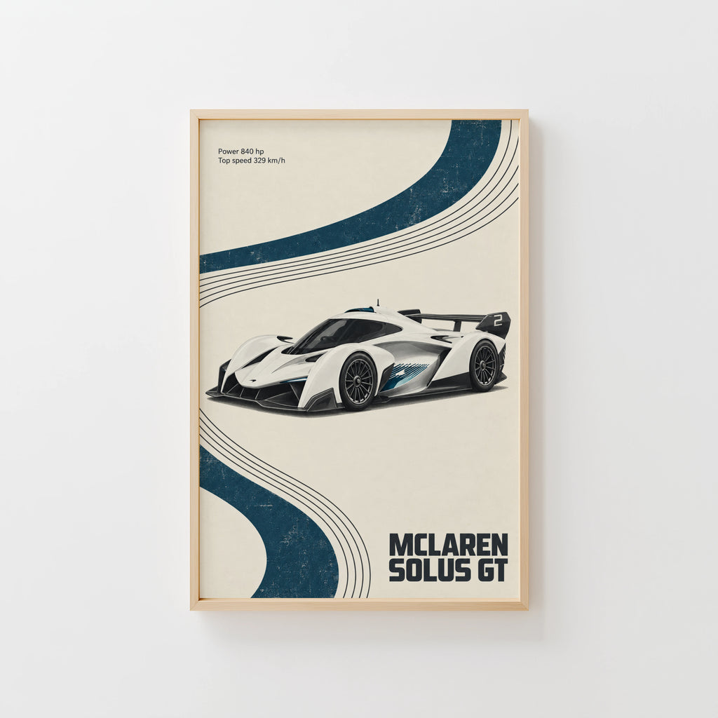 Vintage McLaren Solus GT Print, Car Wall Art