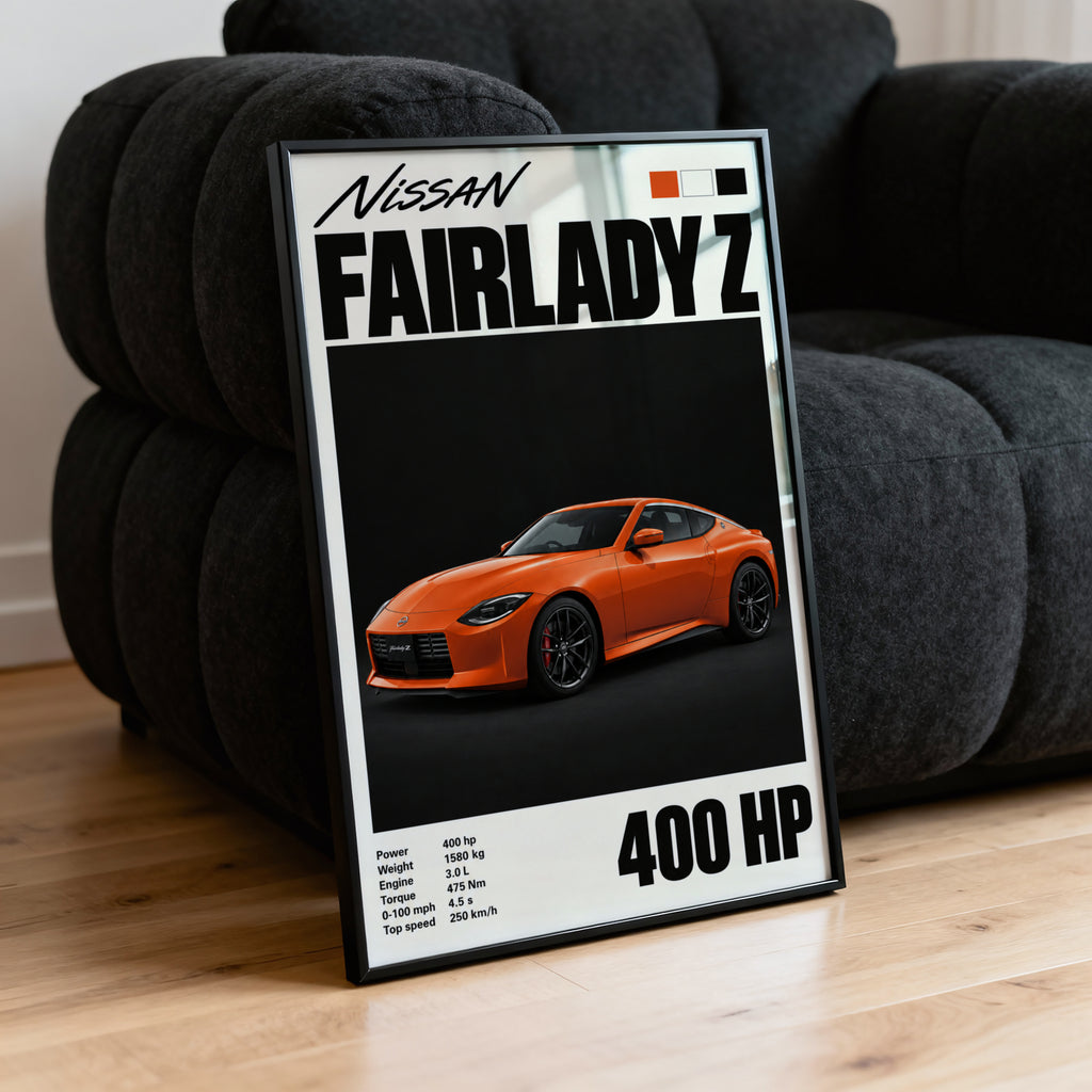 Vintage Nissan Fairlady Z Print, Orange Car Art