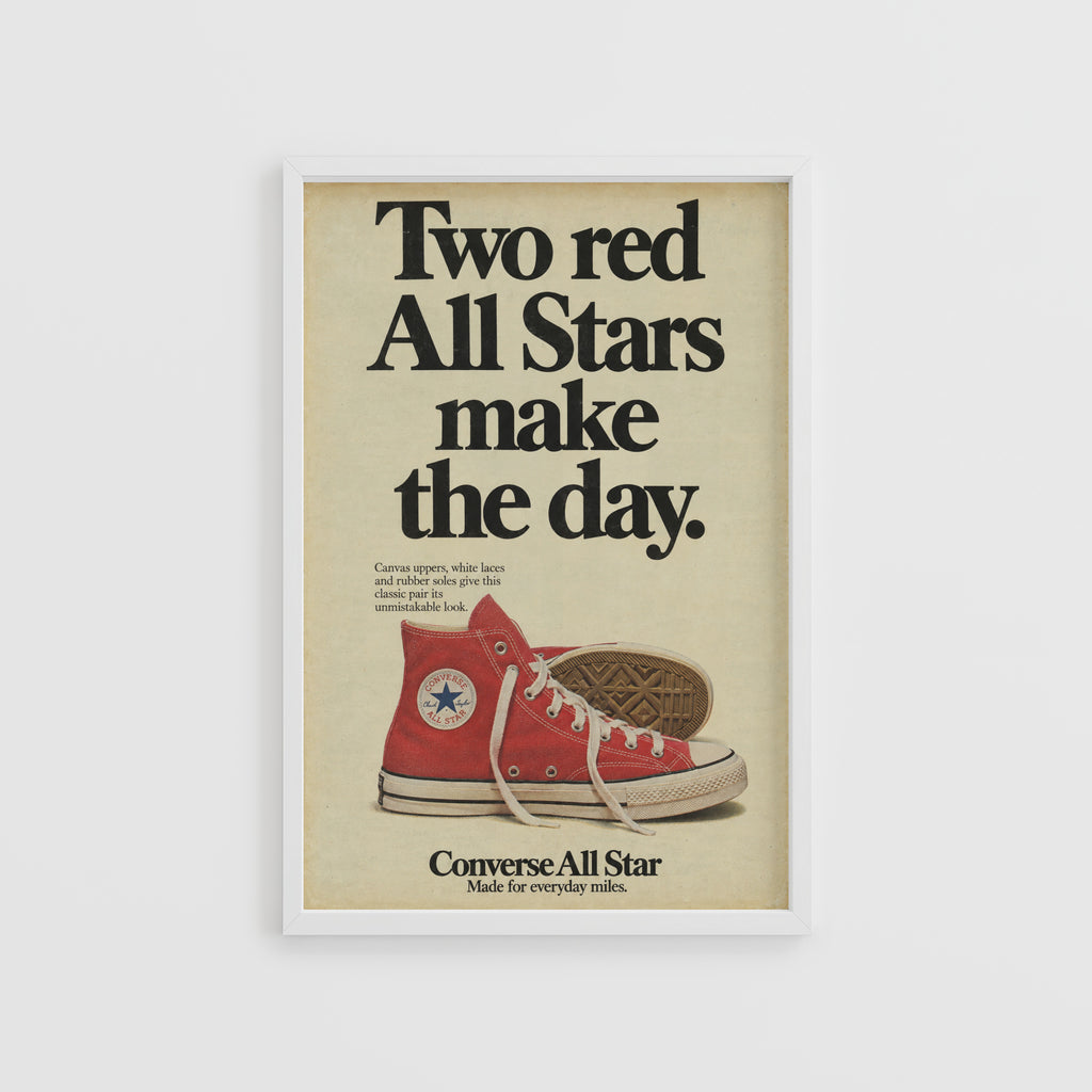 Vintage Red Sneaker Poster, Retro Advert Wall Art, Print