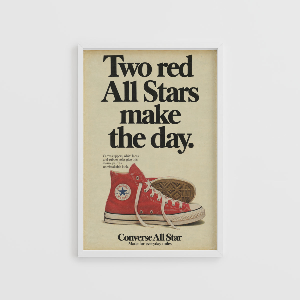 Vintage Red Sneaker Poster, Retro Advert Wall Art, Print