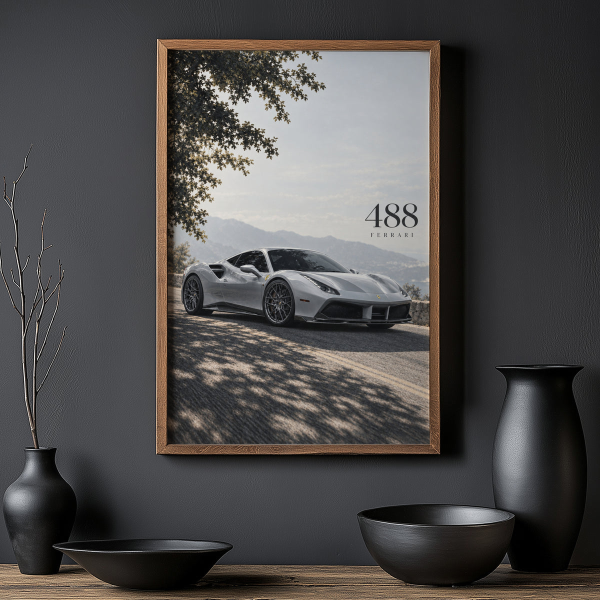 Vintage Ferrari 488 Print, Car Poster, Supercar Wall Art