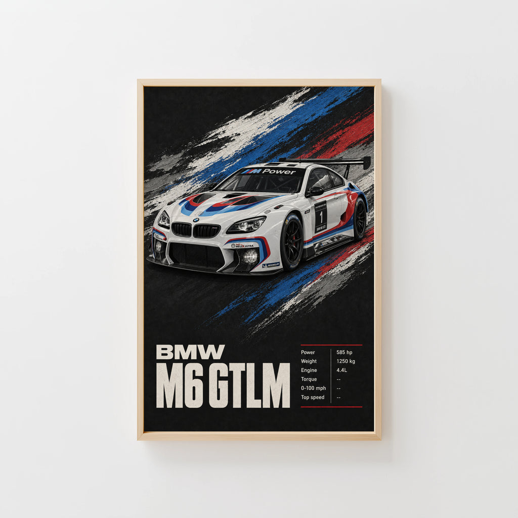 Vintage BMW M6 GTLM Race Car Print, Wall Art