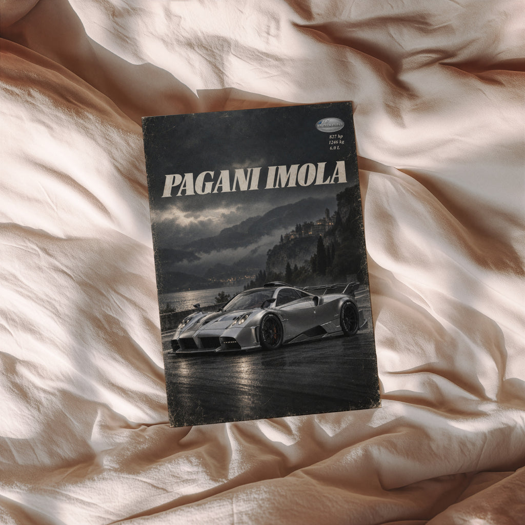 Vintage Pagani Imola Print, Hypercar Wall Art