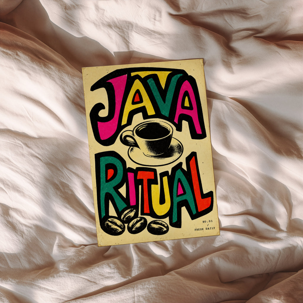 Vintage Java Ritual Coffee Print and Poster, Kitchen Art