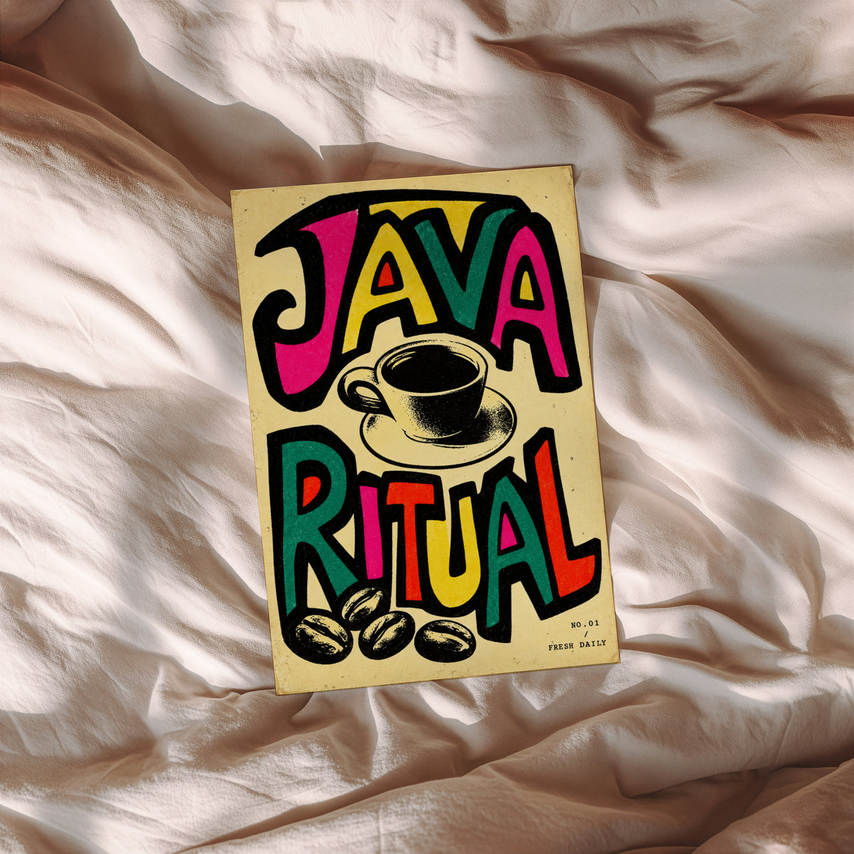 Vintage Java Ritual Coffee Print and Poster, Kitchen Art