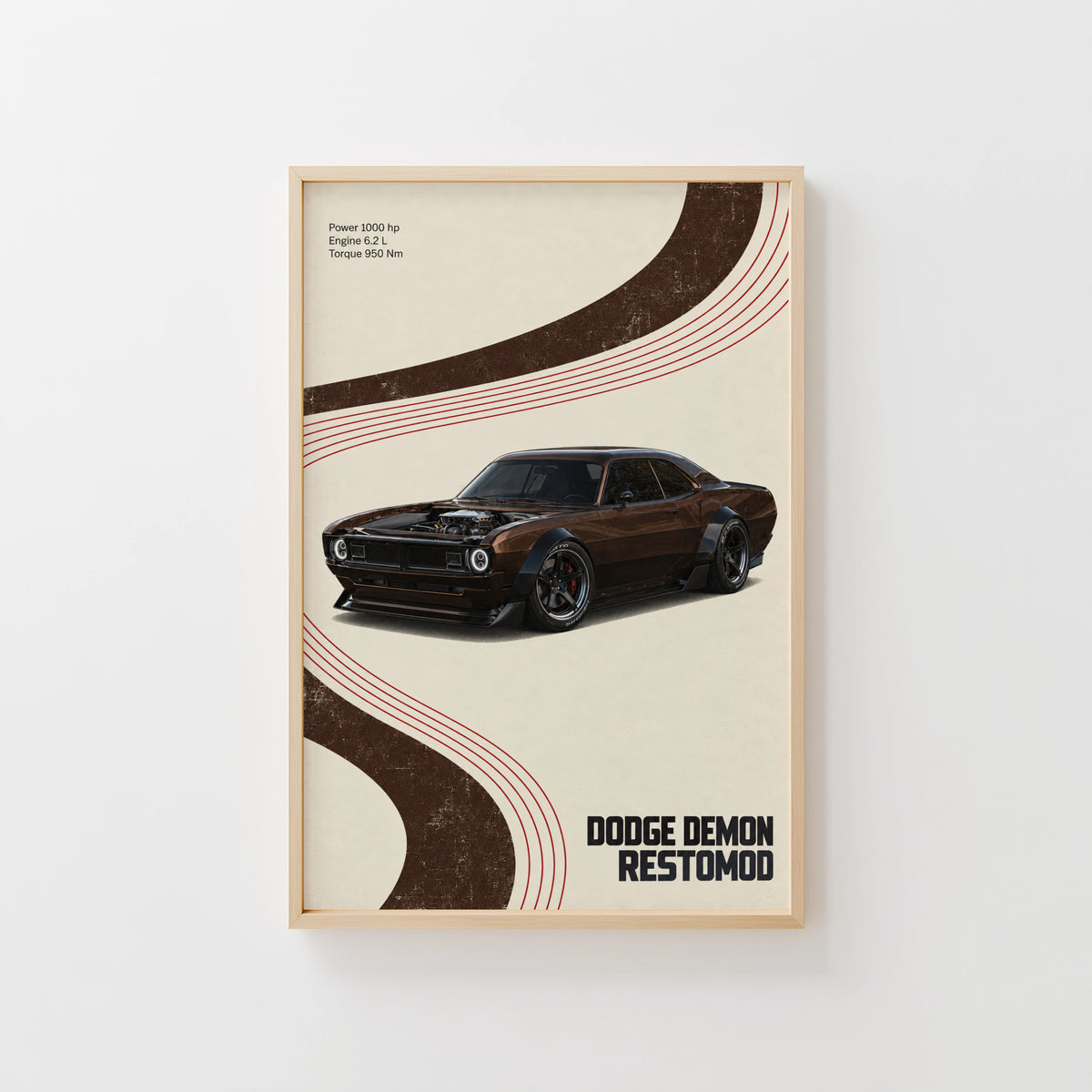 Vintage Dodge Demon Restomod Print and Poster, Car Art