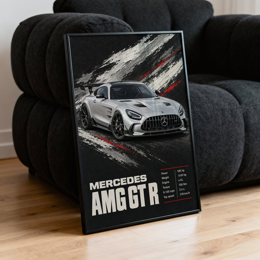 Vintage Mercedes AMG GT R Print, Car Wall Art