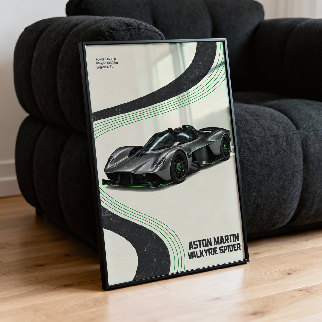 Vintage Aston Martin Valkyrie Spider Print, Car Art