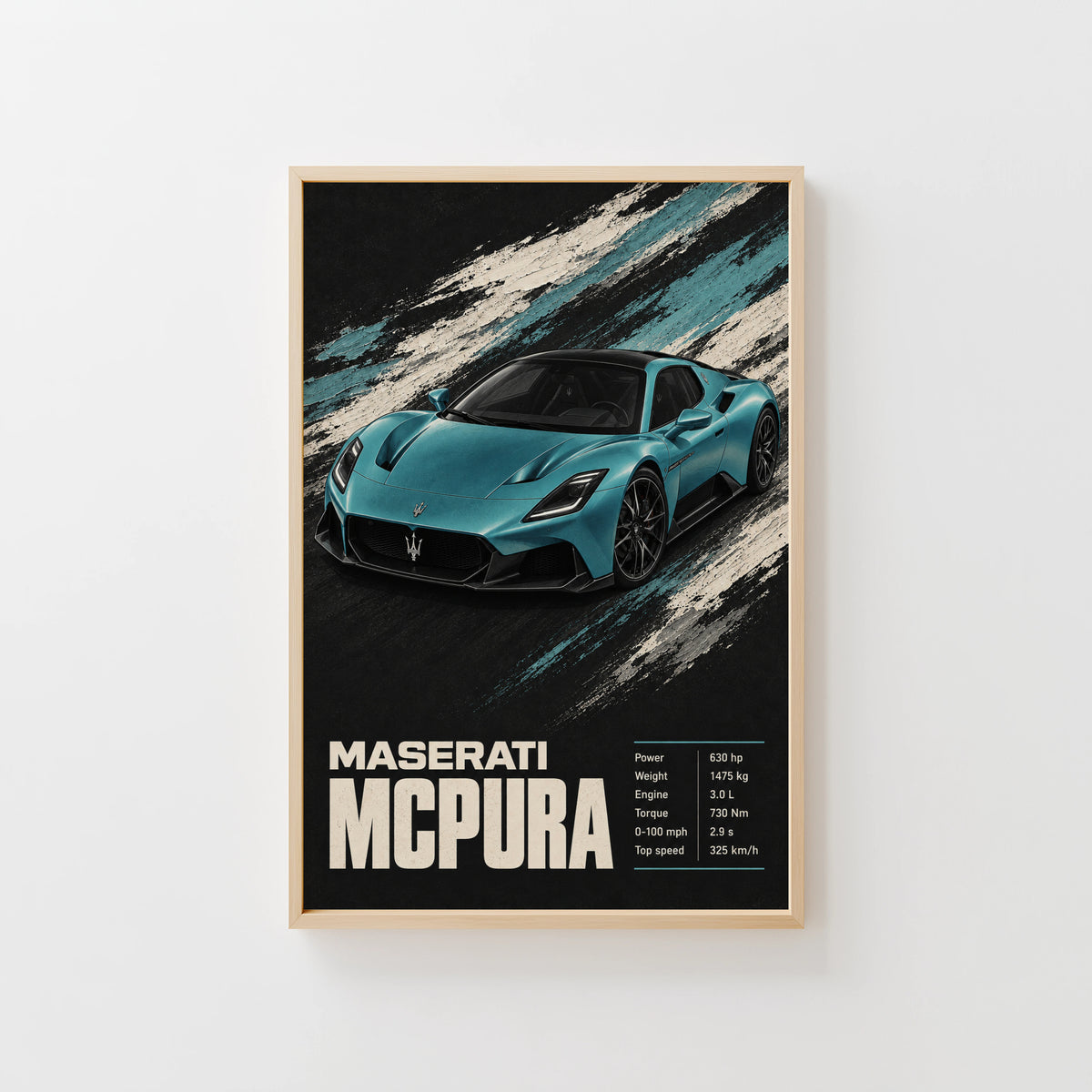 Vintage Maserati MCPura Print, Supercar Wall Art