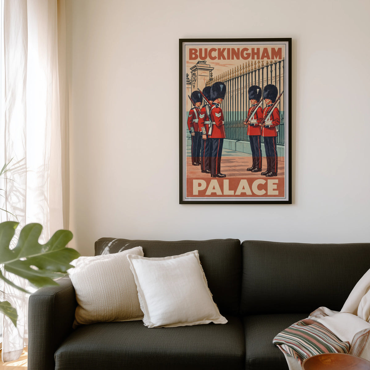 Vintage Buckingham Palace Poster, London Guards Print