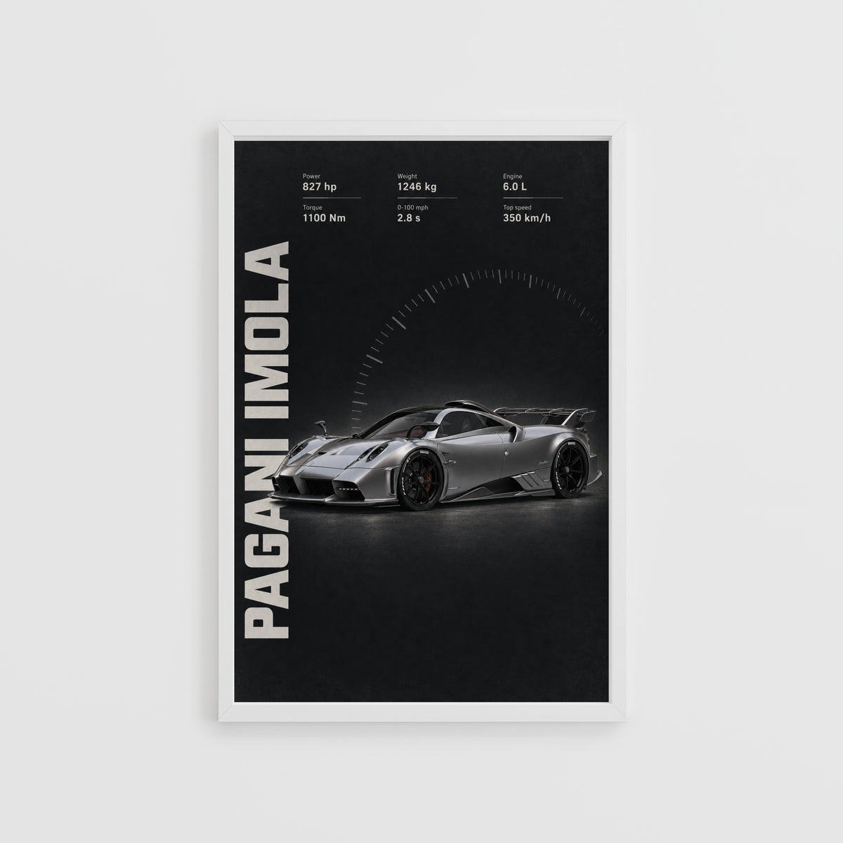 Vintage Pagani Imola Print, Supercar Wall Art