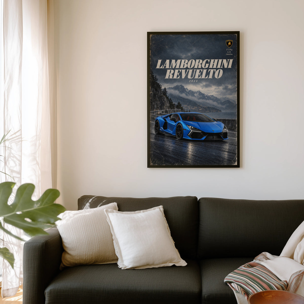 Vintage Lamborghini Revuelto Print, Supercar Art