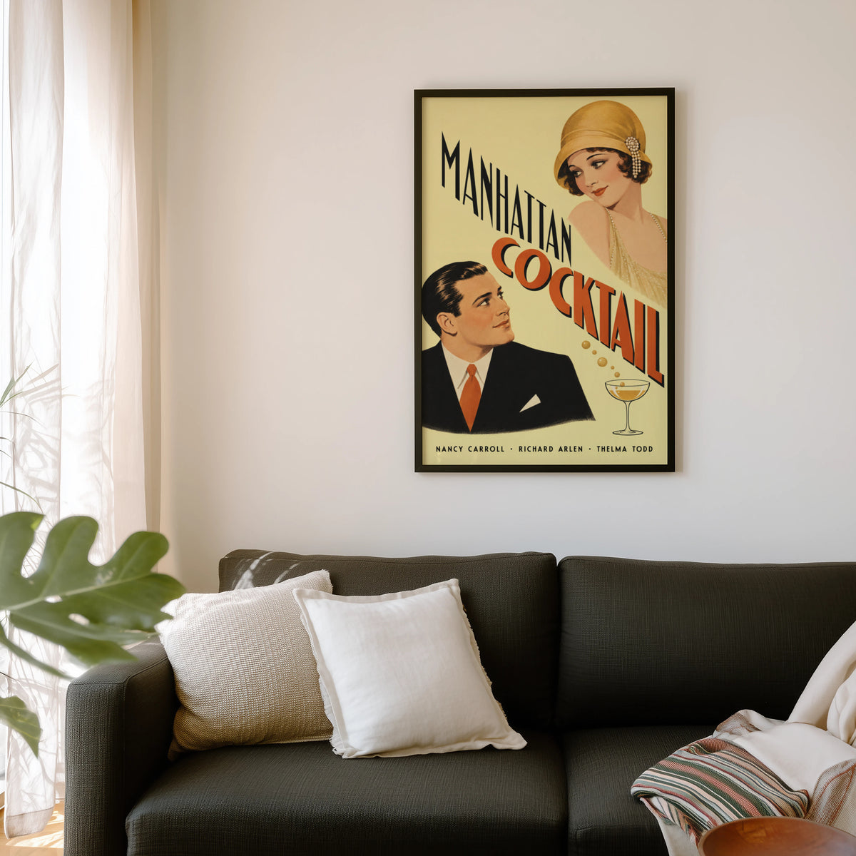 Vintage Manhattan Cocktail Print Poster, Art Deco Wall Art