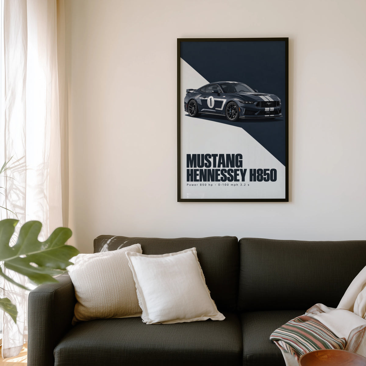 Vintage Mustang Print, Muscle Car Poster, Garage Wall Art