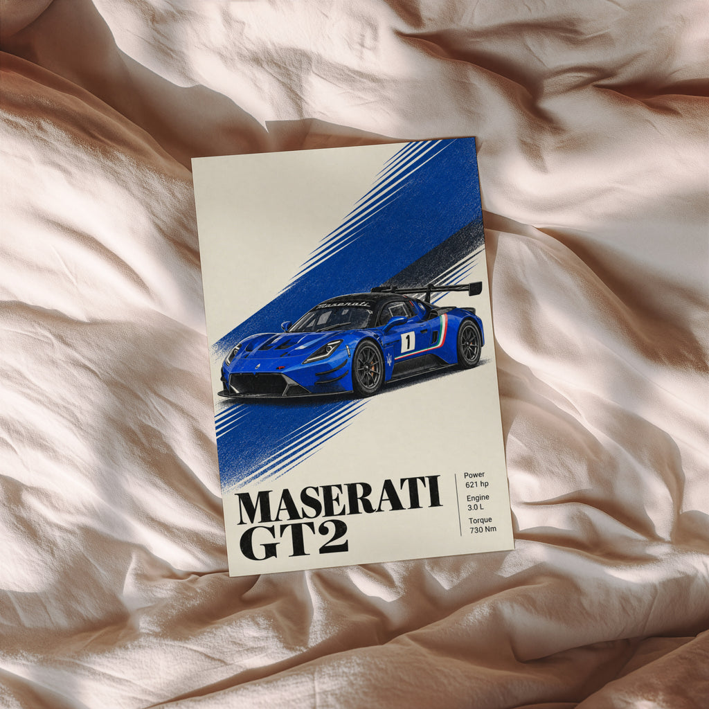 Vintage Maserati GT2 Print, Racing Car Wall Art