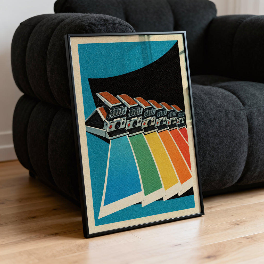 Vintage Instant Camera Poster, Retro Rainbow Wall Art Print