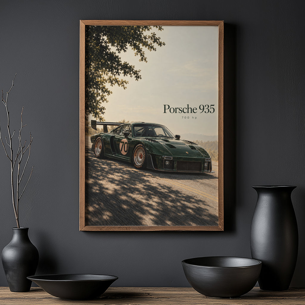 Vintage Porsche 935 Print, Race Car Wall Art