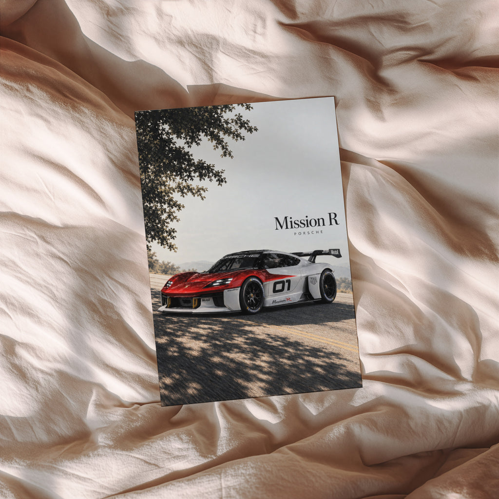 Vintage Porsche Mission R Print, Race Car Art