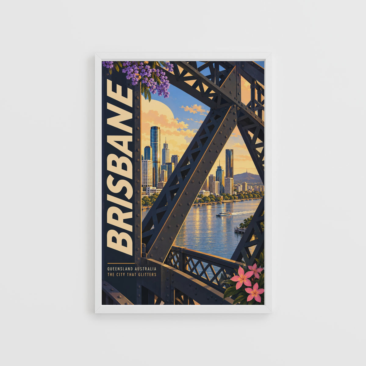 Vintage Brisbane Poster, Story Bridge Wall Art