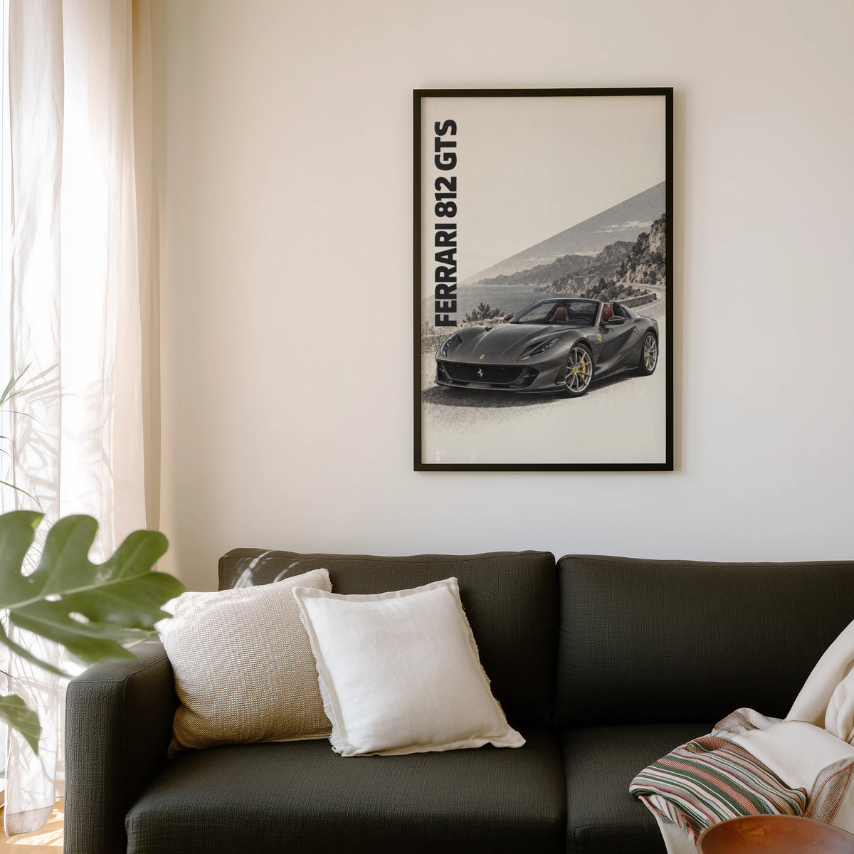 Vintage Ferrari 812 GTS Print, Supercar Wall Art