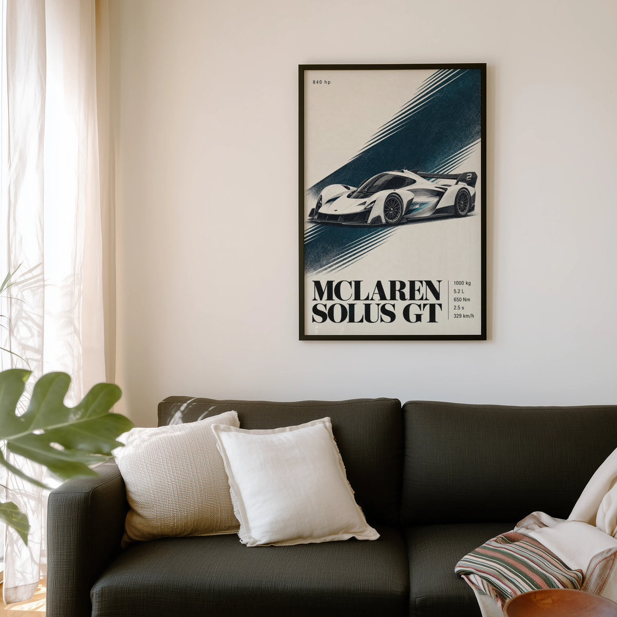Vintage McLaren Solus GT Print, Supercar Wall Art