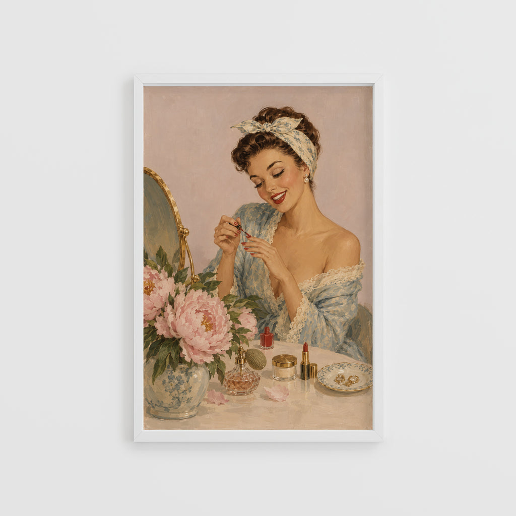 Vintage Bathroom Print Poster, Retro Pin Up Wall Art