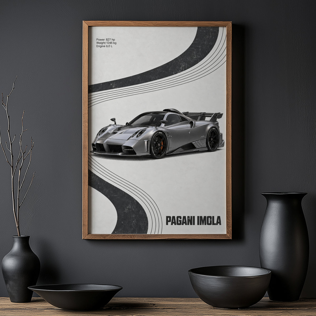 Vintage Pagani Imola Print, Supercar Wall Art
