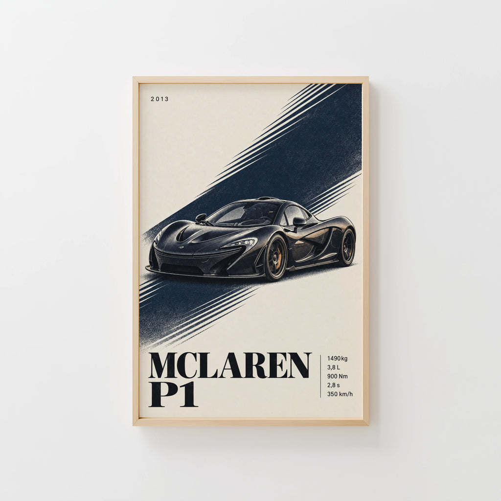 Vintage McLaren P1 Print, Supercar Wall Art