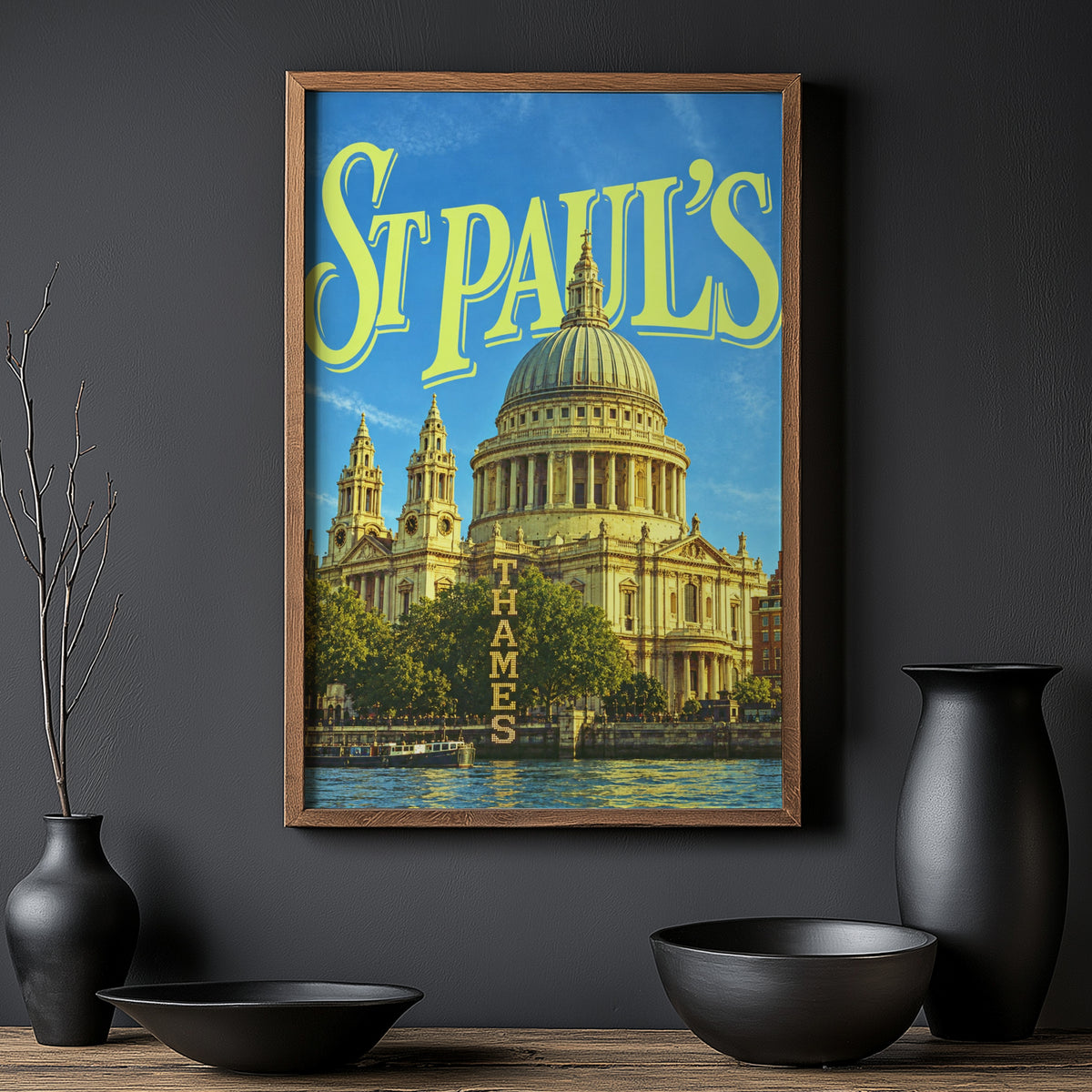 Vintage St Pauls Cathedral Poster, London Wall Art Print