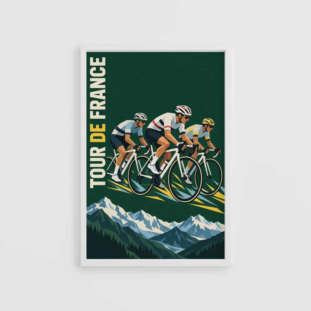 Vintage Tour de France Poster, Cycling Wall Art, Alps Print