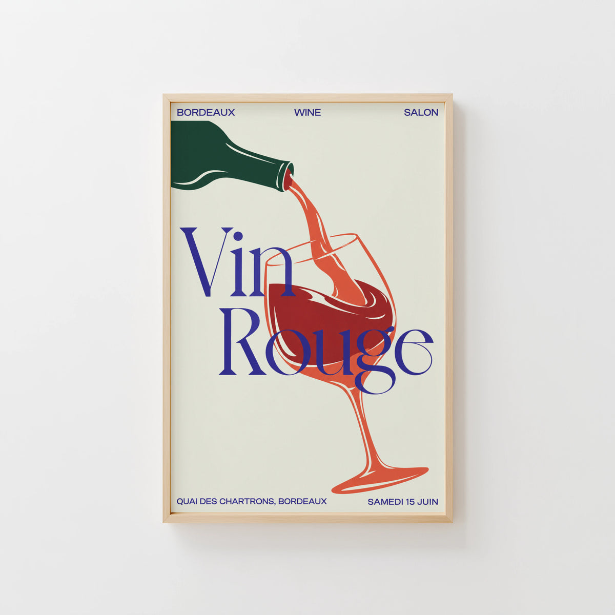 Vintage Red Wine Print Poster, Bordeaux Wall Art