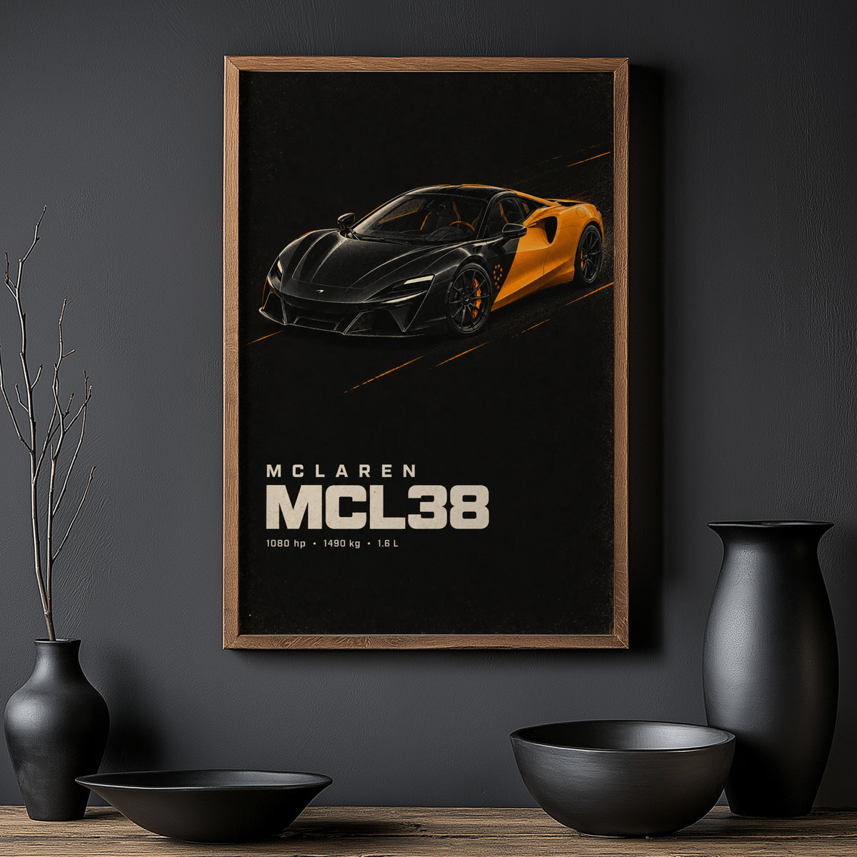 Vintage McLaren MCL38 Print, Supercar Wall Art
