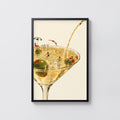 Vintage Martini Pool Print Poster, Cocktail Wall Art