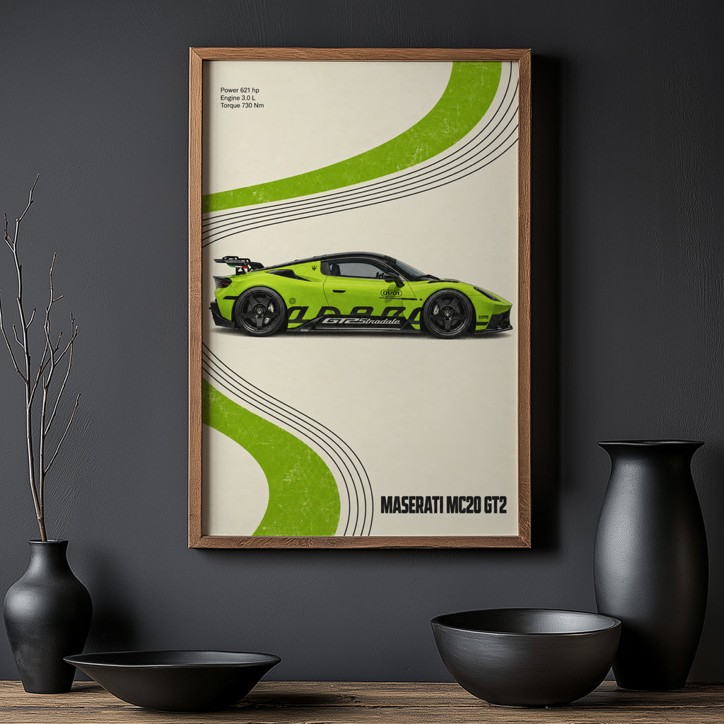 Vintage Maserati MC20 GT2 Print, Car Wall Art