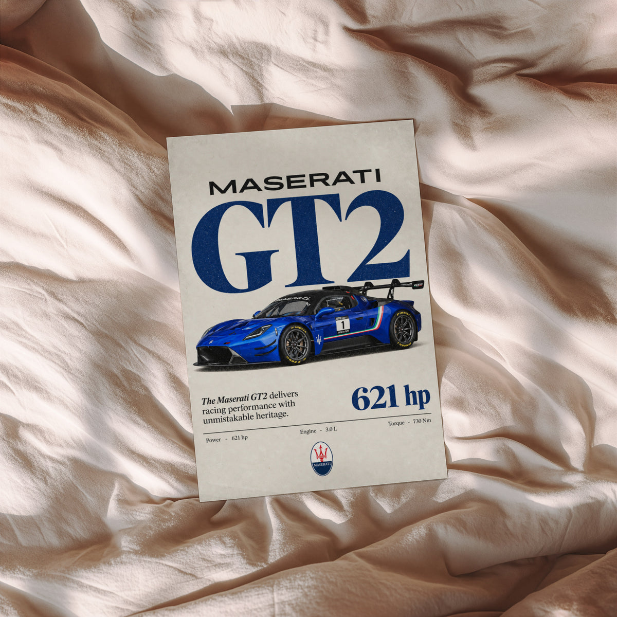 Vintage Maserati GT2 Print, Race Car Wall Art