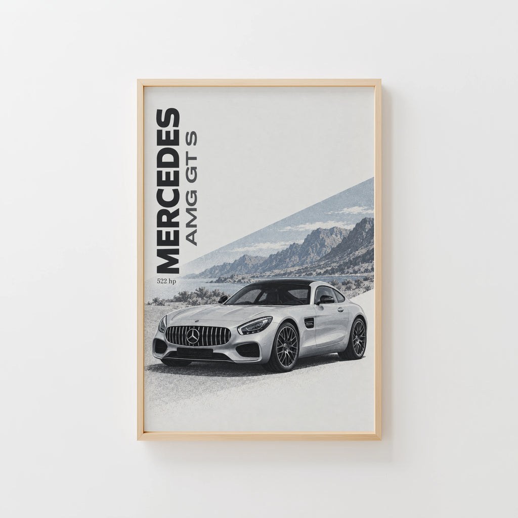 Vintage Mercedes AMG GT S Print, Car Wall Art