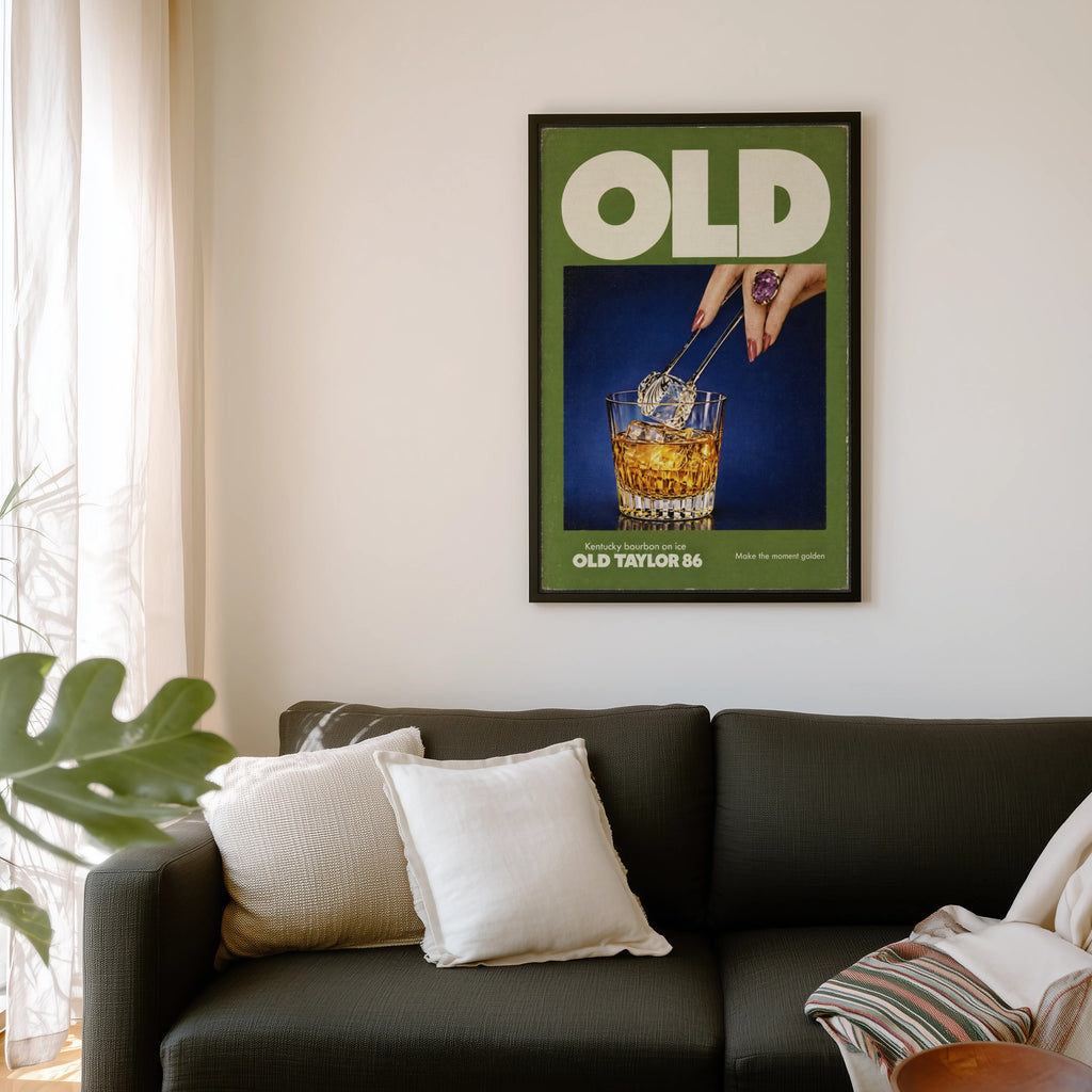 Vintage Bourbon Whiskey Poster, Retro Bar Wall Art Print