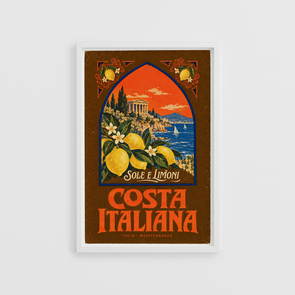 Vintage Italy Costa Italiana Print, Lemon Poster