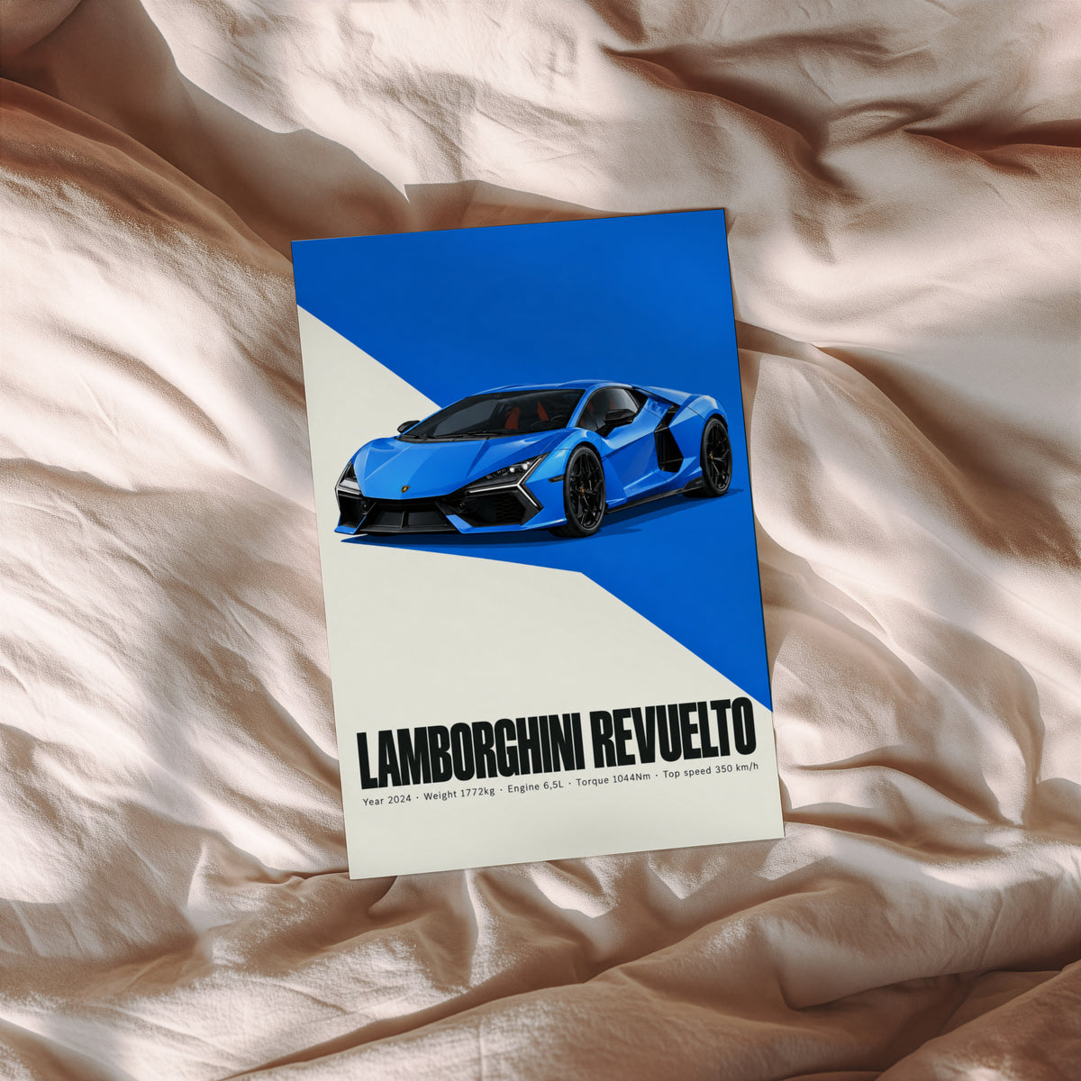 Vintage Lamborghini Revuelto Print, Supercar Art