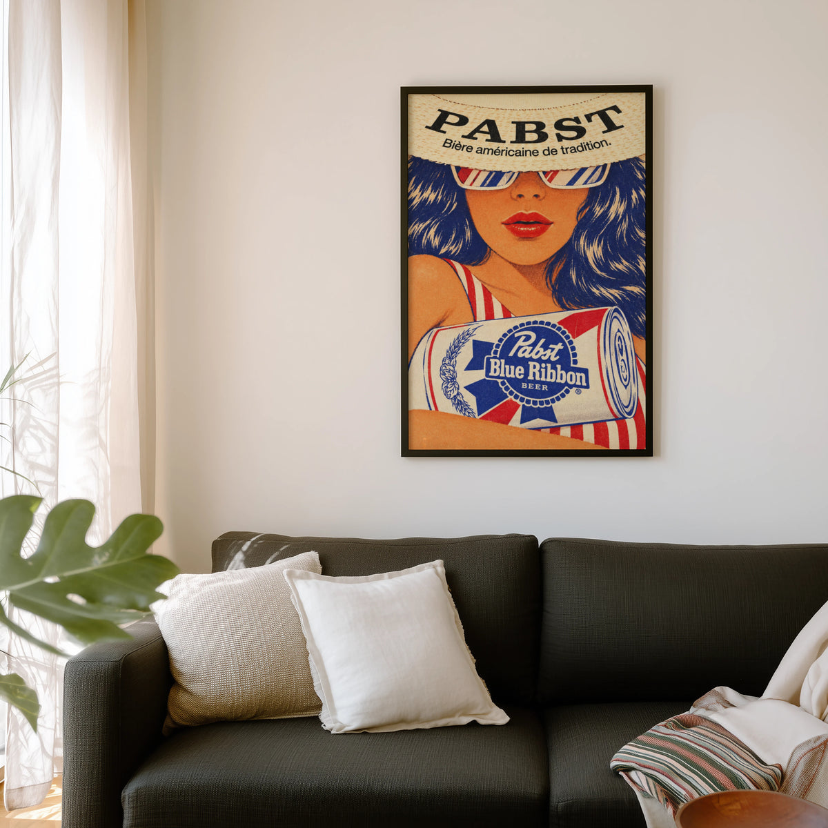 Vintage Pabst Blue Ribbon Beer Print, Retro Poster